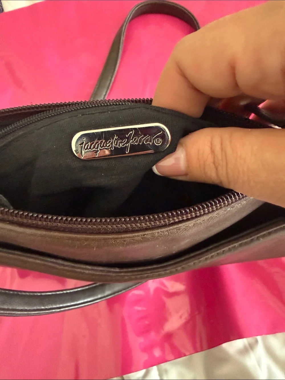 Jacqueline Ferrar Chocolate Brown Leather Shoulder Bag with Tag